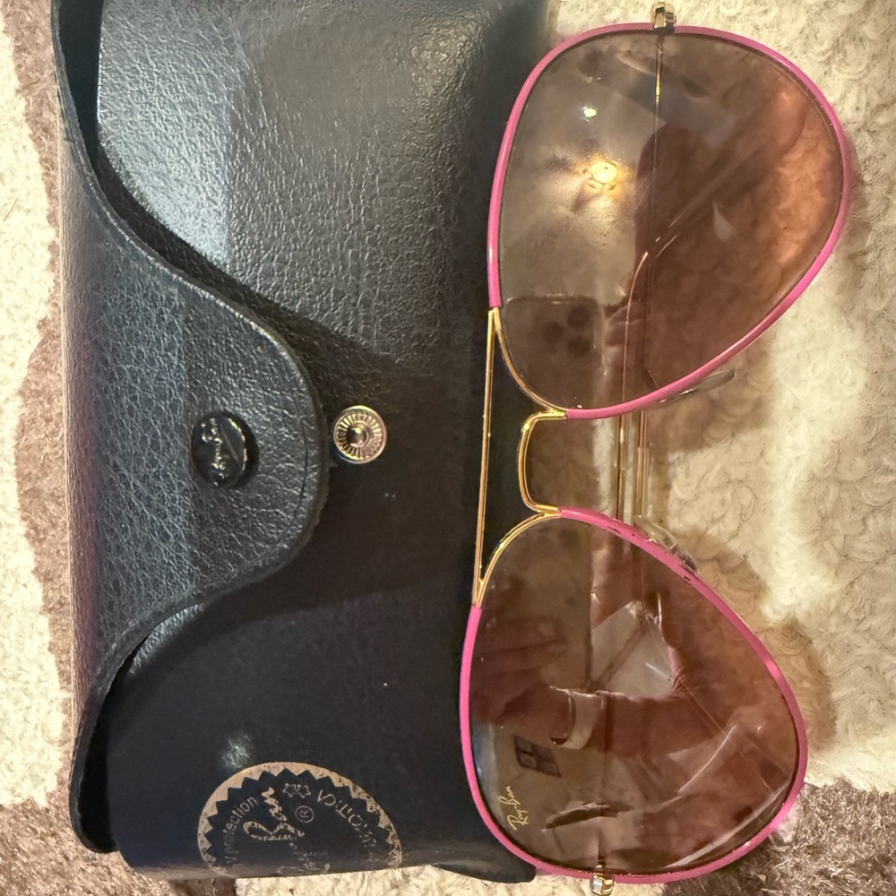 Ray-Ban Pink and Gold Aviator Sunglasses